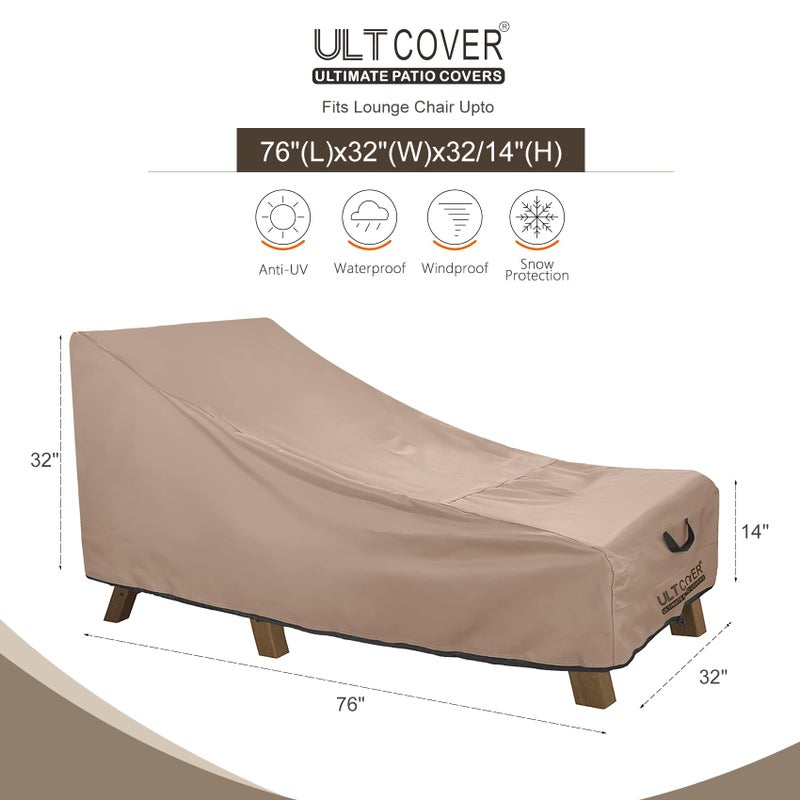 ULTCOVER Waterproof Patio Lounge Chair Cover Heavy Duty Outdoor Chaise Lounge Covers - 76L x 32W x 32H inch - Image 2